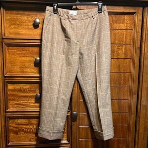 Women's Wool Blend Plaid Cropped Pants